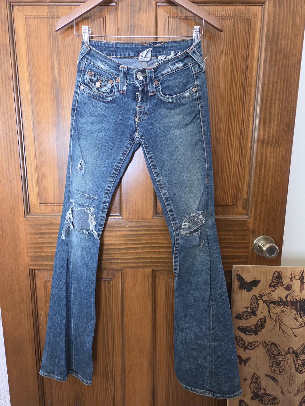 True Religion Distressed Flare Jeans - Blue Denim 26x33